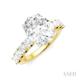 1 1/3 Ctw Oval Shape Princess and Round Cut Diamond Semi-Mount Engagement Ring in 14K Yellow and White Gold