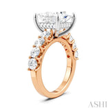 1 1/3 Ctw Princess Shape Round Cut Diamond Semi-Mount Engagement Ring in 14K Rose and White Gold