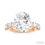 1 1/3 Ctw Oval Shape Round Cut Diamond Semi-Mount Engagement Ring in 14K Rose and White Gold