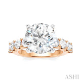 1 1/3 Ctw Round Shape Round Cut Diamond Semi-Mount Engagement Ring in 14K Rose and White Gold