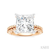 1/8 Ctw Princess Shape Round Cut Diamond Semi-Mount Engagement Ring in 14K Rose and White Gold