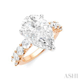 1 1/3 Ctw Pear Shape Round Cut Diamond Semi-Mount Engagement Ring in 14K Rose and White Gold