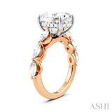 1 Ctw Oval Shape Marquise and Round Cut Diamond Semi-Mount Engagement Ring in 14K Rose and White Gold