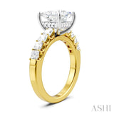 7/8 Ctw Princess Shape Princess and Round Cut Diamond Semi-Mount Engagement Ring in 14K Yellow and White Gold