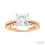 1/20 Ctw Princess Shape Round Cut Diamond Semi-Mount Engagement Ring in 14K Rose and White Gold