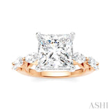 1 Ctw Princess Shape Marquise and Round Cut Diamond Semi-Mount Engagement Ring in 14K Rose and White Gold