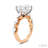 1 Ctw Princess Shape Marquise and Round Cut Diamond Semi-Mount Engagement Ring in 14K Rose and White Gold