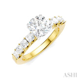 7/8 Ctw Round Shape Princess and Round Cut Diamond Semi-Mount Engagement Ring in 14K Yellow and White Gold