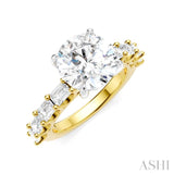1 1/3 Ctw Round Shape Emerald and Round Cut Diamond Semi-Mount Engagement Ring in 14K Yellow and White Gold