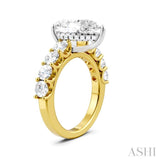 1 1/3 Ctw Pear Shape Round Cut Diamond Semi-Mount Engagement Ring in 14K Yellow and White Gold