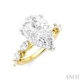 1 Ctw Pear Shape Marquise and Round Cut Diamond Semi-Mount Engagement Ring in 14K Yellow and White Gold