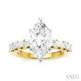 7/8 Ctw Marquise Shape Princess and Round Cut Diamond Semi-Mount Engagement Ring in 14K Yellow and White Gold