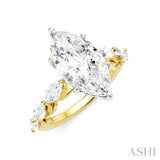 1 Ctw Marquise Shape Marquise and Round Cut Diamond Semi-Mount Engagement Ring in 14K Yellow and White Gold