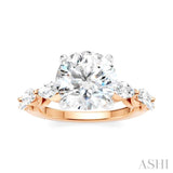 1 Ctw Round Shape Marquise and Round Cut Diamond Semi-Mount Engagement Ring in 14K Rose and White Gold