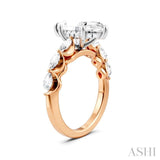 3/4 Ctw Marquise Shape Marquise and Round Cut Diamond Semi-Mount Engagement Ring in 14K Rose and White Gold