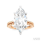 1/8 Ctw Marquise Shape Round Cut Diamond Semi-Mount Engagement Ring in 14K Rose and White Gold