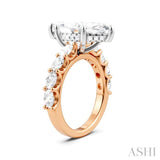 1 1/3 Ctw Marquise Shape Oval and Round Cut Diamond Semi-Mount Engagement Ring in 14K Rose and White Gold