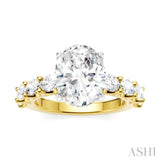 1 1/3 Ctw Oval Shape Oval and Round Cut Diamond Semi-Mount Engagement Ring in 14K Yellow and White Gold