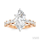 1 1/3 Ctw Marquise Shape Emerald and Round Cut Diamond Semi-Mount Engagement Ring in 14K Rose and White Gold