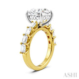 1 1/3 Ctw Round Shape Emerald and Round Cut Diamond Semi-Mount Engagement Ring in 14K Yellow and White Gold