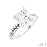 1/10 Ctw Princess Shape Round Cut Diamond Semi-Mount Engagement Ring in 14K White Gold