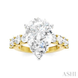1 1/3 Ctw Pear Shape Round Cut Diamond Semi-Mount Engagement Ring in 14K Yellow and White Gold