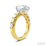 7/8 Ctw Pear Shape Oval and Round Cut Diamond Semi-Mount Engagement Ring in 14K Yellow and White Gold