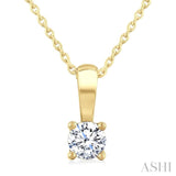 1/3 Ctw Prong Set Round Cut Diamond Solitaire Pendant With Chain in 14K Yellow Gold