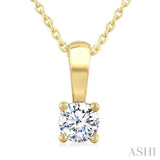 1/3 Ctw Prong Set Round Cut Diamond Solitaire Pendant With Chain in 14K Yellow Gold