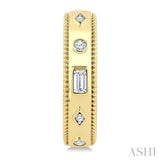 1/6 Ctw Mixed Bezel Shape Baguette and Round Cut Diamond Fashion Huggies in 14K Yellow Gold
