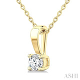1/6 Ctw Prong Set Round Cut Diamond Solitaire Pendant With Chain in 14K Yellow Gold