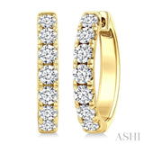 1 1/2 Ctw Round Cut Diamond Fashion Hoop Earrings in 14K Yellow Gold