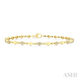 1/4 Ctw Kite Mount & Bead Link Round Cut Bead Bijoux Diamond Fashion Bracelet in 10K Yellow Gold