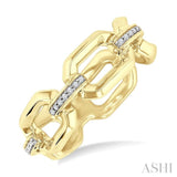 1/20 Ctw Bold Octagonal Link Round Cut Diamond Fashion Ring in Yellow Gold Vermeil