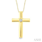 1/50 Ctw Latin Cross Round Cut Diamond Fashion Pendant With Chain in Yellow Gold Vermeil