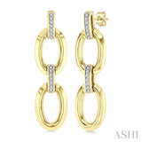 1/10 Ctw Bold Oval Link Round Cut Diamond Fashion Earrings in Yellow Gold Vermeil