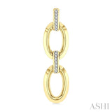 1/10 Ctw Bold Oval Link Round Cut Diamond Fashion Earrings in Yellow Gold Vermeil