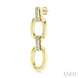 1/10 Ctw Bold Oval Link Round Cut Diamond Fashion Earrings in Yellow Gold Vermeil