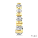 1/10 Ctw Bold Puffed Pod Rib Round Cut Diamond Fashion Hoop Earrings in Yellow Gold Vermeil
