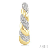 1/10 Ctw Bold Twisted Rope Round Cut Diamond Fashion Hoop Earrings in Yellow Gold Vermeil