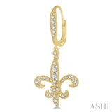 1/2 Ctw Fleur De Lis Motif Round Cut Diamond Earrings in 14K Yellow Gold