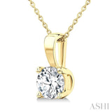 1 Ctw Prong Set Round Cut Diamond Solitaire Pendant With Chain in 14K Yellow Gold