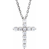 14K White Gold 1/4 CTW Natural Diamond Cross 16-18" Necklace