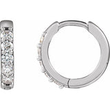 Sterling Silver .08 CTW Natural Diamond Hinged 10 mm Hoop Earrings