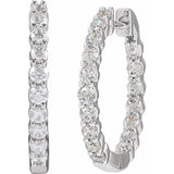 14K White Gold 1 CTW Lab-Grown Diamond Inside-Outside Hinged 19.3 mm Hoop Earrings