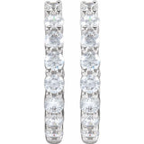 14K White Gold 2 CTW Lab-Grown Diamond Inside-Outside Hinged 20 mm Hoop Earrings