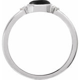 14K White Gold 8 mm Round Natural Black Onyx & .03 CTW Natural Diamond Ring