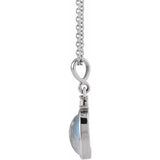 Platinum 9x7 mm Natural Rainbow Moonstone & .03 CT Natural Diamond 16-18" Necklace