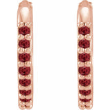 14K Rose Gold Lab-Grown Ruby Hinged 12.5 mm Hoop Earrings