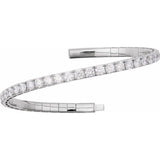 14K White Gold 4 CTW Lab-Grown Diamond  Flexible Bangle 7" Bracelet